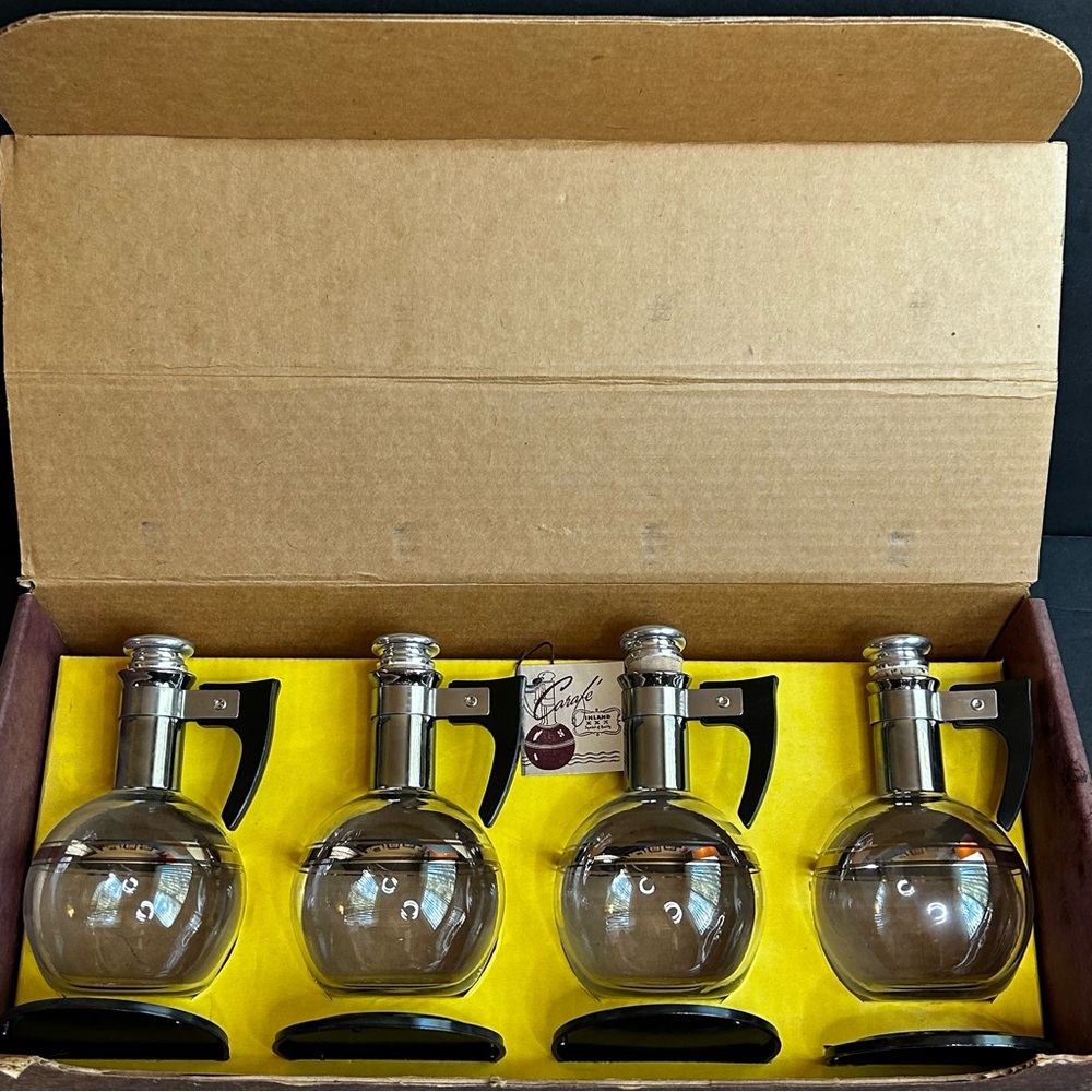 Vintage 60’s Inland Glass MCM Carafettes Coffee Service For 4 Carafe. Complete